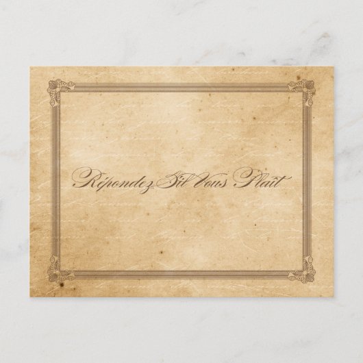 Vintage Sepia Poster Style RSVP Briefkaart (Voorkant)