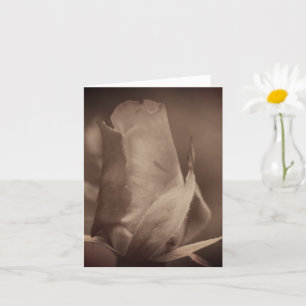 Vintage Sepia Roosknop Bloem Noot Kaart