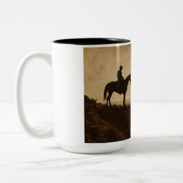 Vintage Sepia Ruiter Mok - Oude West Cowboy Koffie