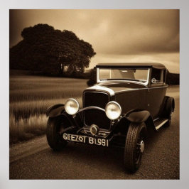 Vintage Sepia Scene 1930s auto 2 Poster