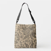 Vintage Sepia Tan Floral Botanisch Crossbody Tas (Achterkant)