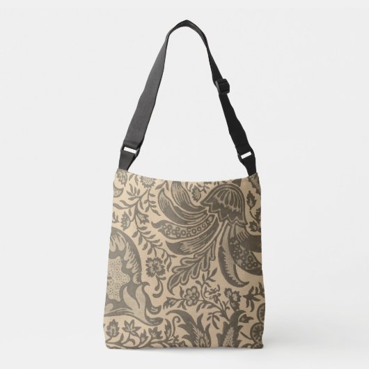 Vintage Sepia Tan Floral Botanisch Crossbody Tas (Voorkant)