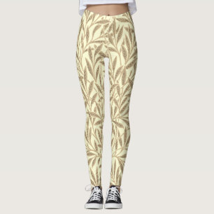Vintage Sepia Tane Wilgenbladeren Botanisch Leggings