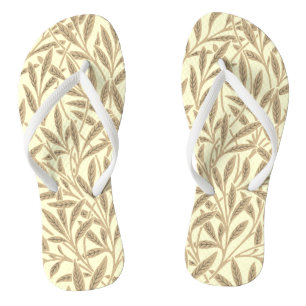 Vintage Sepia Tane Wilgenbladeren Botanisch Teenslippers