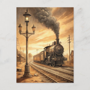 Vintage Sepia Trein Historische Spoorweg Reis Briefkaart