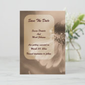 Vintage Sepia Zinnia Bloem Bruiloft  Save The Date (Staand voorkant)