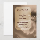 Vintage Sepia Zinnia Bloem Bruiloft  Save The Date (Voorkant / Achterkant)