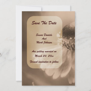 Vintage Sepia Zinnia Bloem Bruiloft Save The Date
