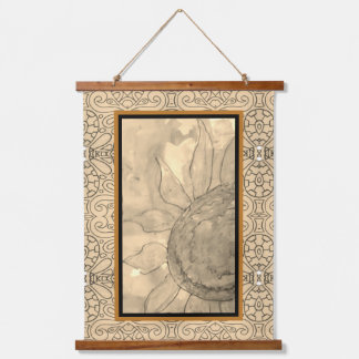 Vintage Sepia Zonnebloem Hangend Wandkleed
