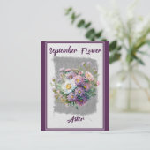 Vintage september bloem aster bloemstuk briefkaart (Staand voorkant)