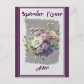 Vintage september bloem aster bloemstuk briefkaart (Voorkant)