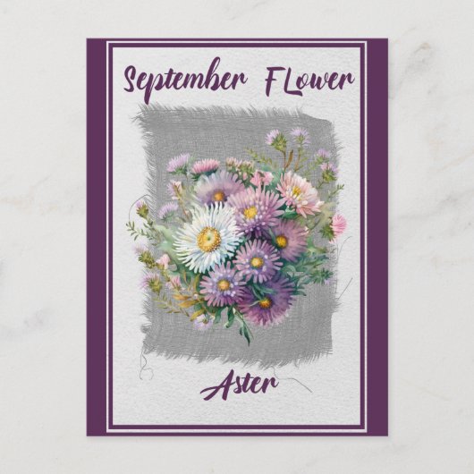 Vintage september bloem aster bloemstuk briefkaart (Voorkant)