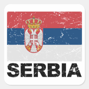 Vintage Servië-vlag Vierkante Sticker