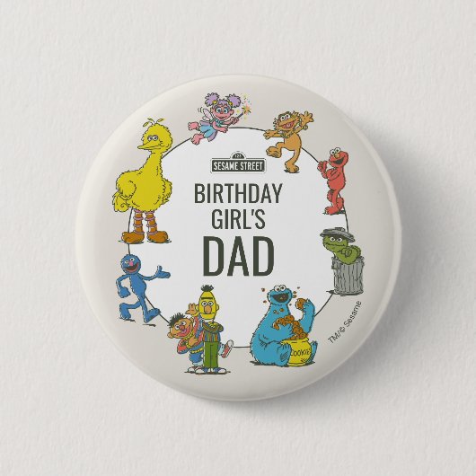 Vintage Sesame Street Characters Birthday Button (Voorkant)