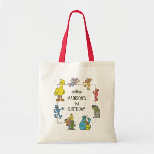 Vintage Sesame Street Characters Birthday Tote Bag (Voorkant)