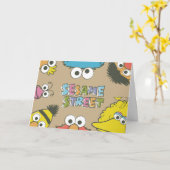 Vintage Sesame Street-vrienden Kaart (Gele Bloem)