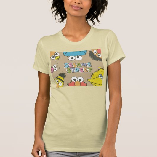 Vintage Sesame Street-vrienden T-shirt (Voorkant)