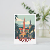 Vintage Sevilla, Spanje Kathedraal Reizen Briefkaart (Staand voorkant)