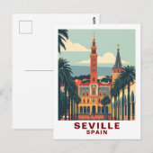 Vintage Sevilla, Spanje Kathedraal Reizen Briefkaart (Voorkant / Achterkant)