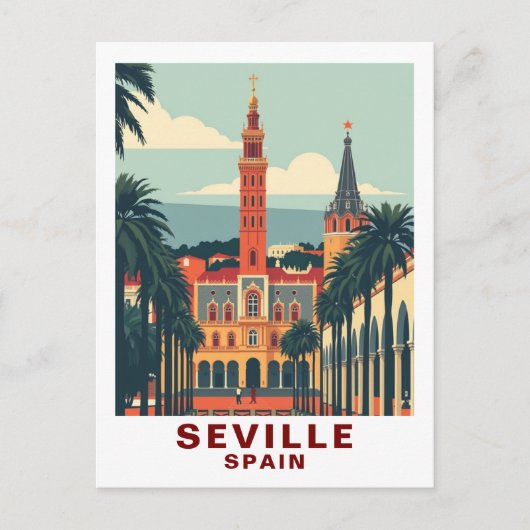 Vintage Sevilla, Spanje Kathedraal Reizen Briefkaart (Voorkant)