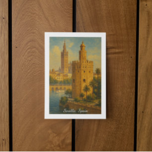 Vintage Sevilla Spanje Reis Giralda & Torre Oro Briefkaart