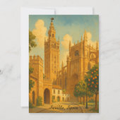 Vintage Seville Spain Andalusia Travel Kaart (Voorkant)