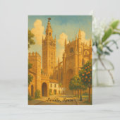 Vintage Seville Spain Andalusia Travel Kaart (Staand voorkant)