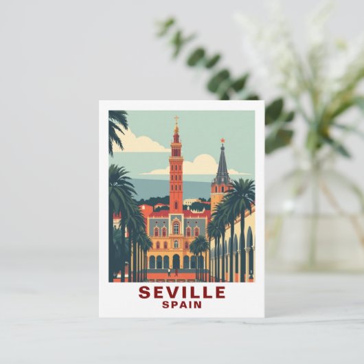 Vintage Seville, Spain Cathedral Travel Briefkaart (Staand voorkant)