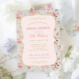 Vintage Shabby Chic Bloem Bruidsmeisjeshuisfeest Kaart