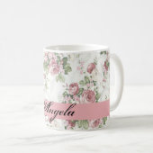 Vintage Shabby Chic Bloemen-Personaliseerbaar Koffiemok (Voorkant rechts)