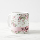 Vintage Shabby Chic Bloemen-Personaliseerbaar Koffiemok (Voorkant links)