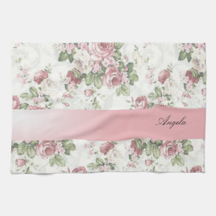 Vintage Shabby Chic Bloemen-Personaliseerbaar Theedoek
