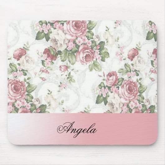 Vintage Shabby Chic Bloemen-Personalized Muismat (Voorkant)