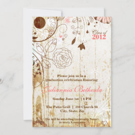 Vintage Shabby Chic Bloemen Uitnodiging Afstuderen