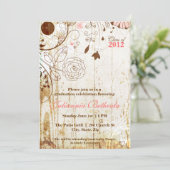 Vintage Shabby Chic Bloemen Uitnodiging Afstuderen (Staand voorkant)