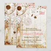 Vintage Shabby Chic Bloemen Uitnodiging Afstuderen (Voorkant / Achterkant)