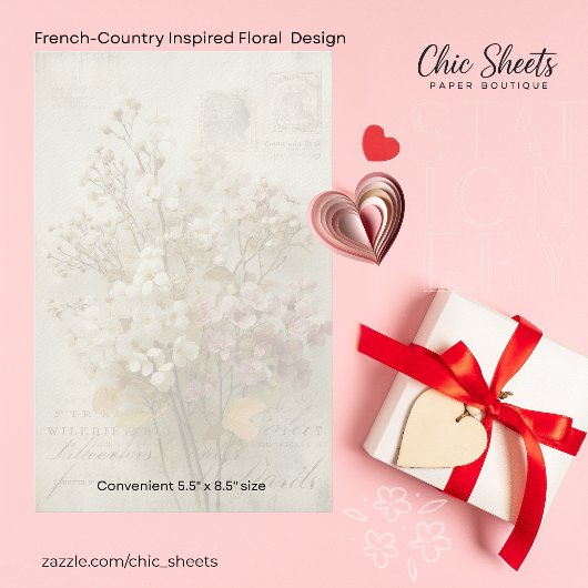 Vintage Shabby-Chic Bloemendesign Briefpapier