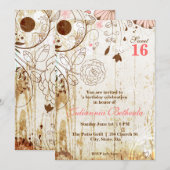 Vintage Shabby Chic Bloemige Zetkaart voor Zestien Kaart (Voorkant / Achterkant)