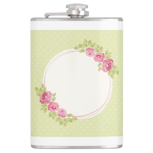 Vintage Shabby Chic Bloemlijst met Rozen Heupfles