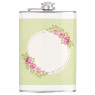 Vintage Shabby Chic Bloemlijst met Rozen Heupfles