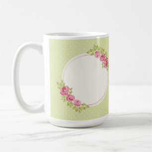 Vintage Shabby Chic Bloemlijst met Rozen Koffiemok
