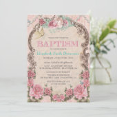 Vintage Shabby Chic Doop Uitnodiging (Staand voorkant)