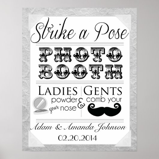 Vintage Shabby Chic Fotohokje Huwelijk Bord Poster (Voorkant)