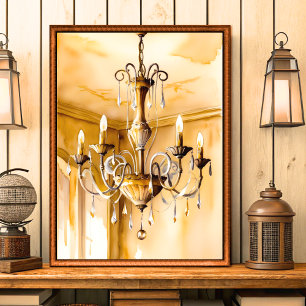 Vintage Shabby Chic Kroonluchter Wandkunst Poster