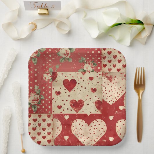 Vintage shabby chic papieren bordje (Huwelijk)