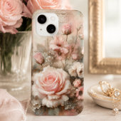 Vintage Shabby Chic Pastel Roze Roos Case-Mate iPhone Case