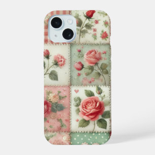 Vintage Shabby Chic Patchwork Bloem iPhone Hoesje 15 Case