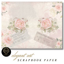 Vintage Shabby Chic Pink Flowers Scrapbook Papers