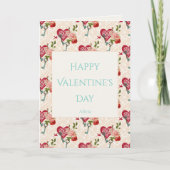 Vintage Shabby Chic Red Roses & Key to My Heart Feestdagen Kaart (Voorkant)