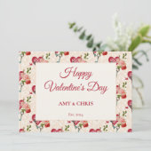 Vintage Shabby Chic Red Roses & Key to My Heart Feestdagenkaart (Staand voorkant)